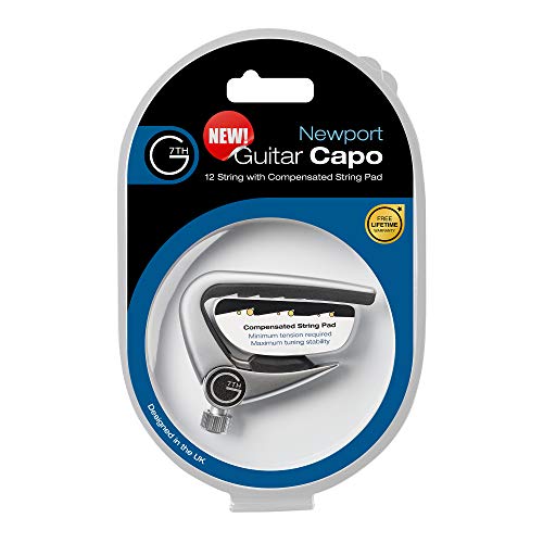 G7th Newport Guitar Capo, Steel String Silver - 60mm Low-Profile - Easy to Use Flip Lever with Fine-Tune Adjustment Knob - Compensated Pad - Perfect for 12 String Acoustic and Electric Guitars - Image 4