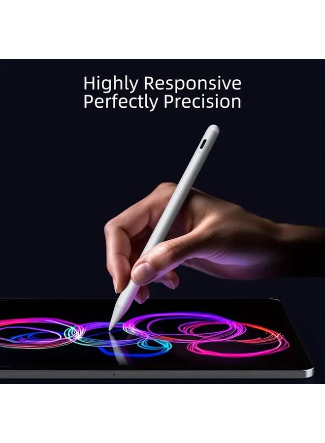 Universal Smart Touch Stylus White Rechargeable Tilt Pen for Android iPhone iOS Tablets - Image 5