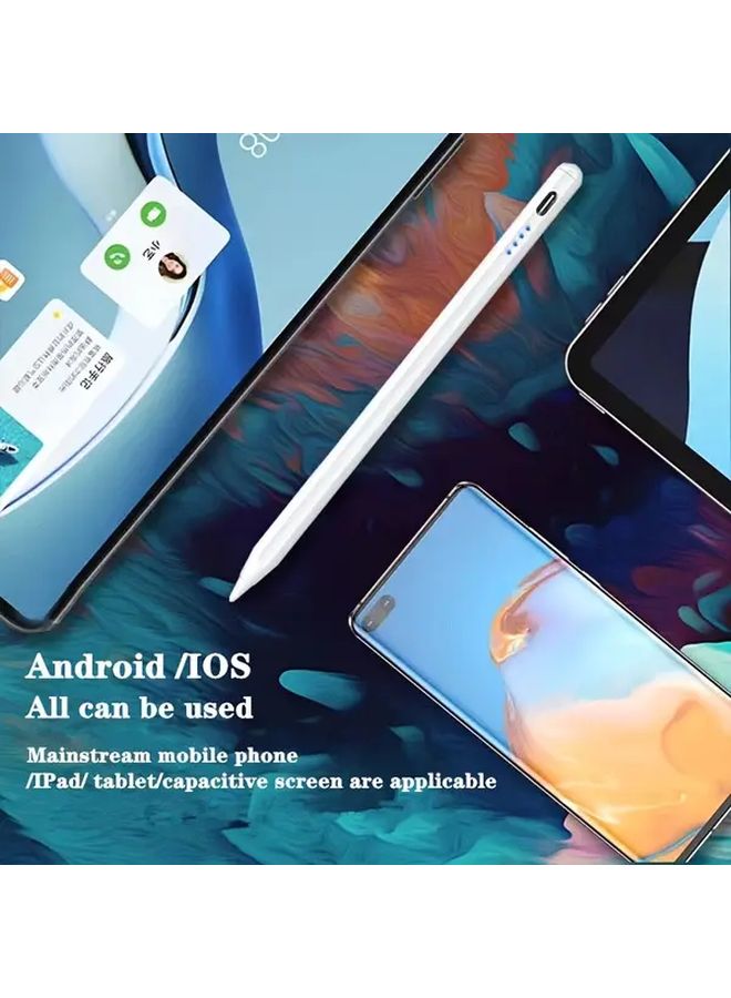 Universal Smart Touch Stylus White Rechargeable Tilt Pen for Android iPhone iOS Tablets - Image 2