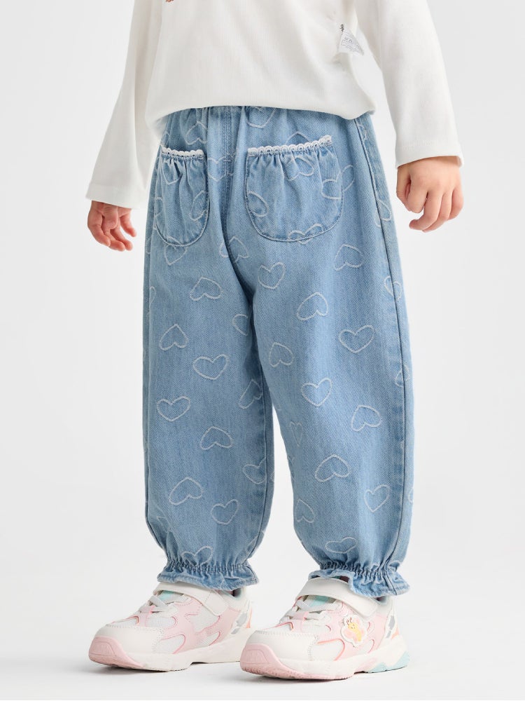 بالابالا بنطلون جينز بخياطة متباينة للبنات - Image 2