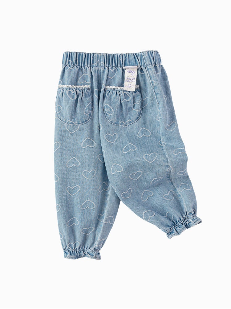 بالابالا بنطلون جينز بخياطة متباينة للبنات - Image 4