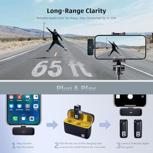 String Swing Wireless Microphone with Noise Cancellation – Clip-On Mic for iPhone & Android | 48H Backup, 360° Voice Pickup, 65ft Range | Wireless Mic for YouTube, Vlogging & Video Recording - Image 5