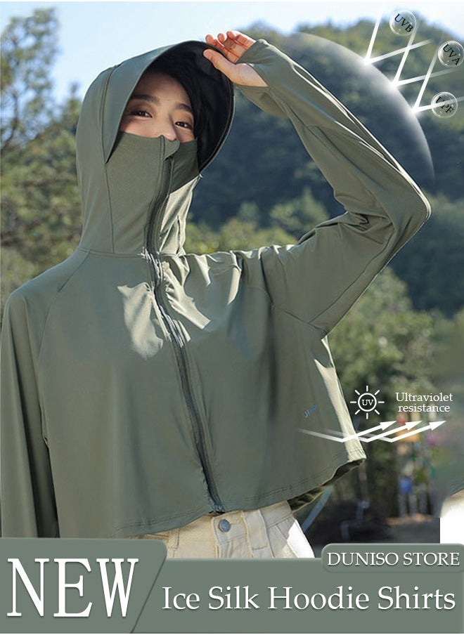 DUNISO - Lightweight Sun Protection Clothing For Women, UPF 50+ Long Sleeve Sun Protection Hoodie Shirt, Long Sleeve Ice Silk Hoodie Shirts for Outdoor Climbing Hiking - Image 1