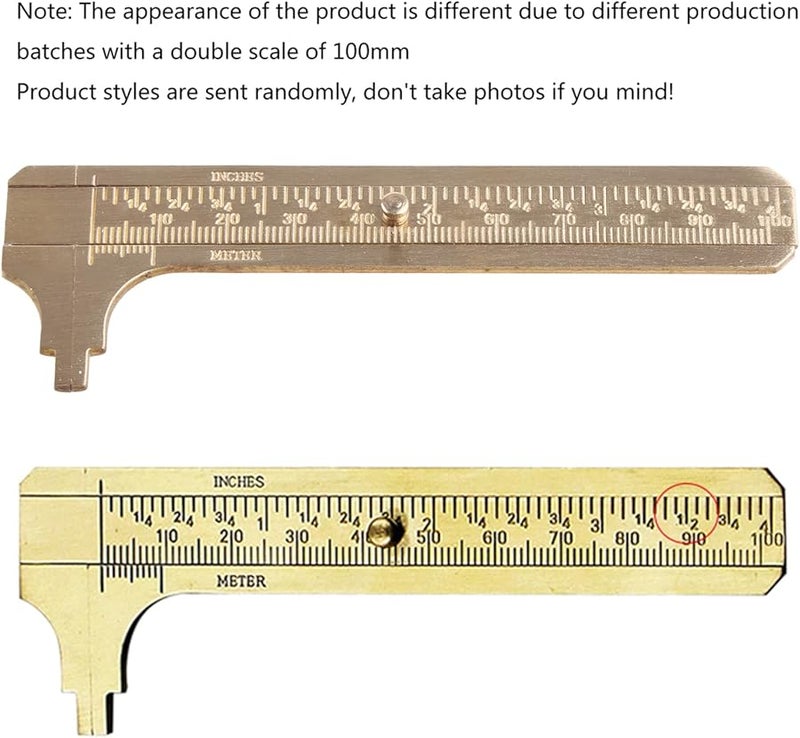 فرجار فيرنييه نحاسي 100 مم مقياس منزلق مسطرة جيبية مقياس مزدوج مم بوصة أداة قياس - Image 4