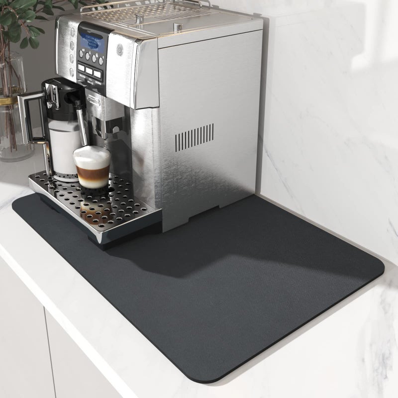 AMOAMICoffee Mat Hide Stain Rubber Backed Absorbent Dish Drying Mat for Kitchen CounterCoffee Bar Accessories Fit Under Coffee Maker Coffee Machine Coffee Pot Espresso Machine Dish Rack