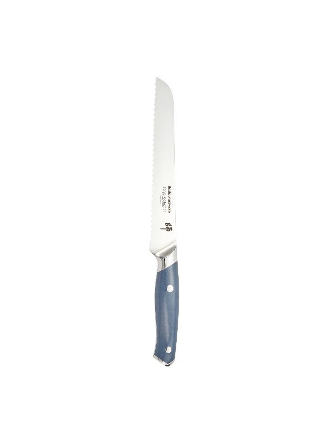 Restaurantware Sensei 13.3 Inch Bread Knife, 1 Sharp Japanese Knife - High-Carbon, 67 Layer, Blue Damascus Steel Serrated Knife, Ergonomic Handle, For Cutting And Slicing Bread  - Image 1