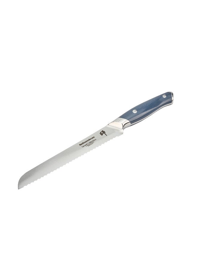 Restaurantware Sensei 13.3 Inch Bread Knife, 1 Sharp Japanese Knife - High-Carbon, 67 Layer, Blue Damascus Steel Serrated Knife, Ergonomic Handle, For Cutting And Slicing Bread  - Image 2