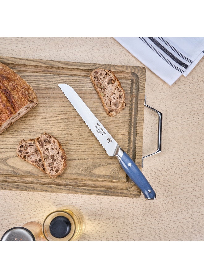 Restaurantware Sensei 13.3 Inch Bread Knife, 1 Sharp Japanese Knife - High-Carbon, 67 Layer, Blue Damascus Steel Serrated Knife, Ergonomic Handle, For Cutting And Slicing Bread  - Image 3