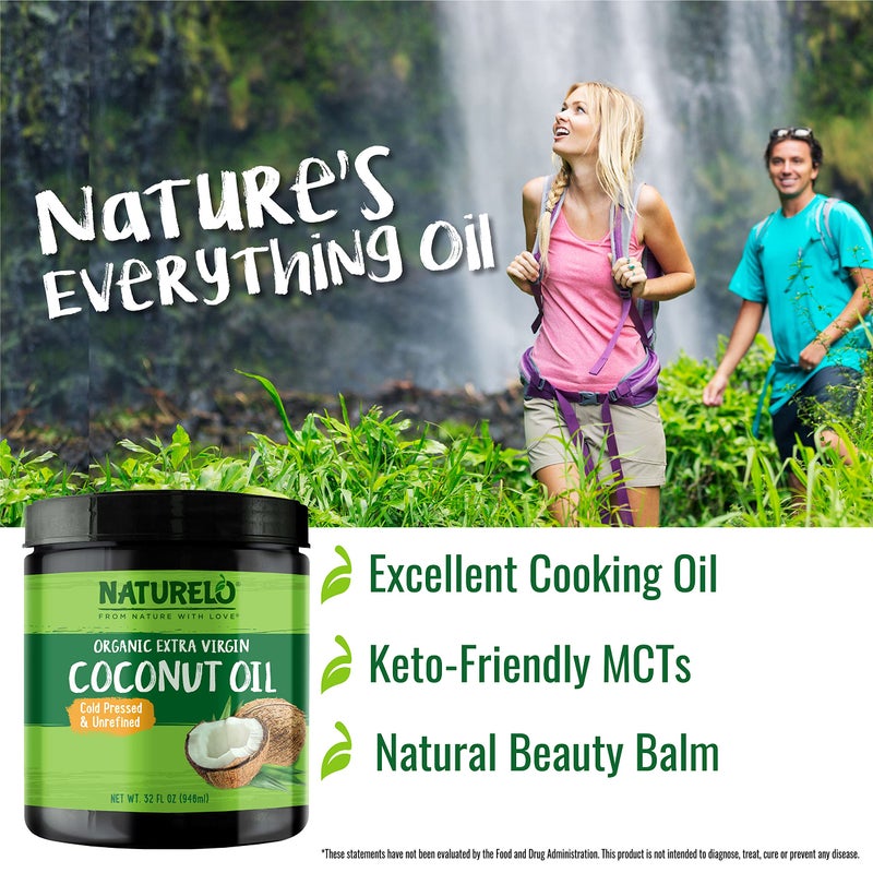 NATURELO Coconut Oil - Multi-Purpose Extra Virgin Coconut Oil for Skin, Organic Oil for Cooking, Unrefined Oil for Hair 32 oz - Image 5