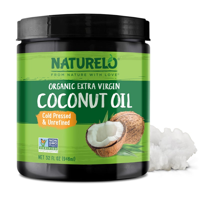 NATURELO Coconut Oil - Multi-Purpose Extra Virgin Coconut Oil for Skin, Organic Oil for Cooking, Unrefined Oil for Hair 32 oz - Image 1