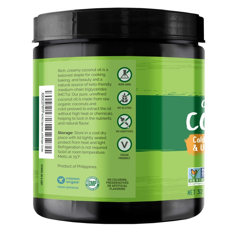 NATURELO Coconut Oil - Multi-Purpose Extra Virgin Coconut Oil for Skin, Organic Oil for Cooking, Unrefined Oil for Hair 32 oz - Image 2