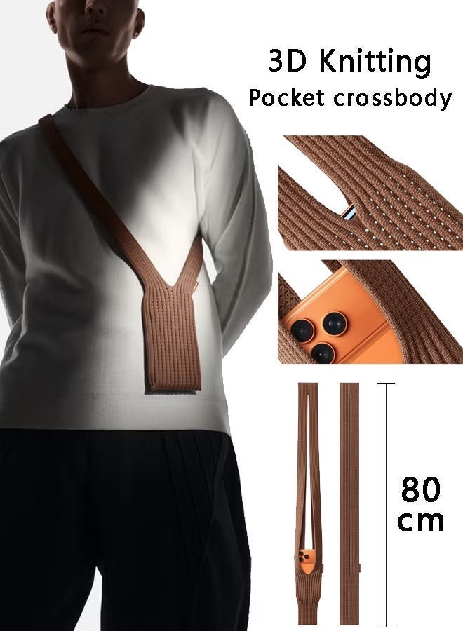 DAEVO Phone Pocket Holder and Mobile Phone Cover with 80 cm Shoulder Strap, 3D Knit Stretch Phone Pouch Crossbody Bag for iPhone and Samsung Galaxy, Soft Elastic Shock Absorbing Mini Phone Accessory - Image 2