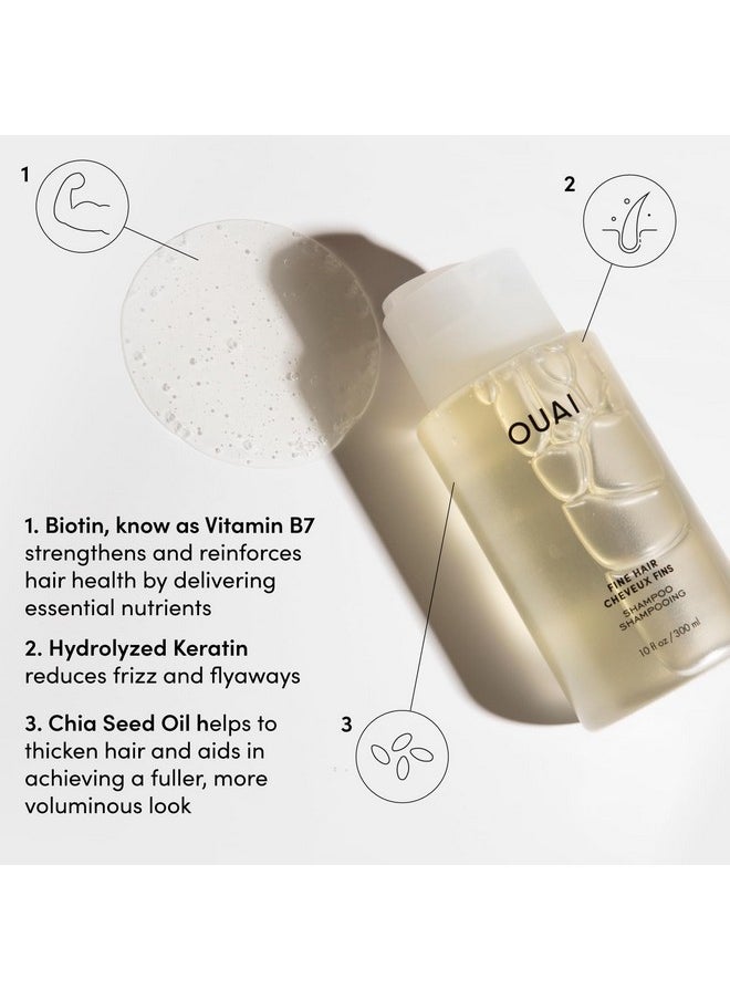 Ouai - Fine Shampoo - Volumizing Shampoo With Strengthening Keratin, Biotin & Chia Seed Oil For Fine Hair - Delivers Clean, Weightless Body - Paraben, Phthalate & Sulfate Free Hair Care - 10 Fl Oz - Image 1