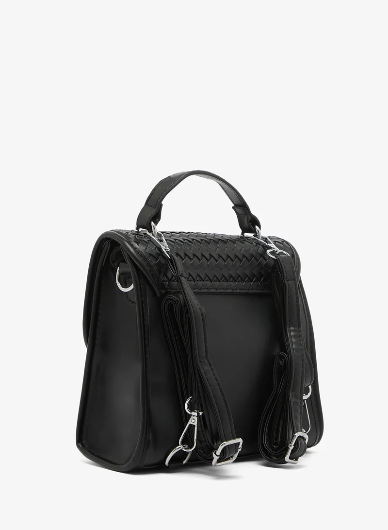 ELLA Brown Textured Messenger Backpack For School And Travel
