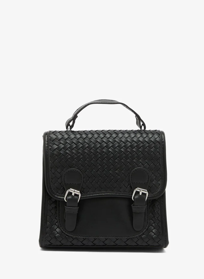 Ella Brown Textured Messenger Backpack For School And Travel