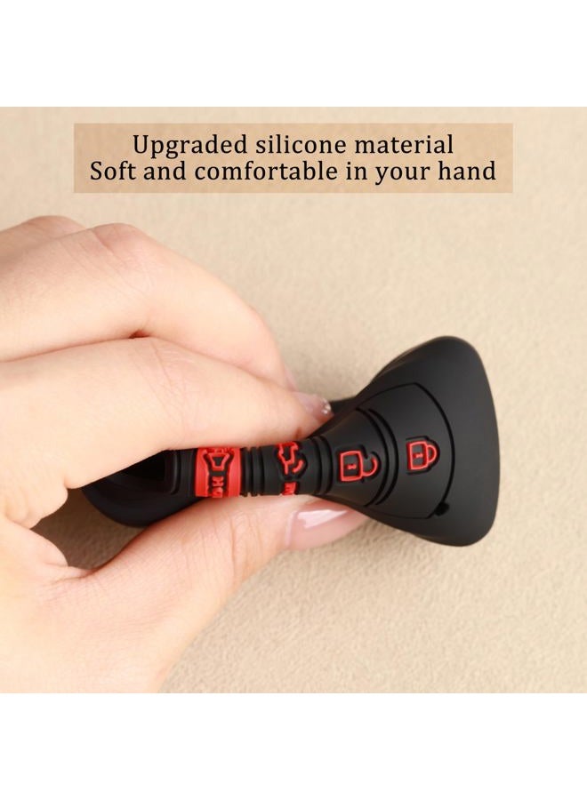 TANDRIVE Key Fob Cover for Toyota 2025 2024 Tacoma and 2025-2022 Tundra, 4-Button, Silicone, 2-Pack, Red Button, Black - Image 5