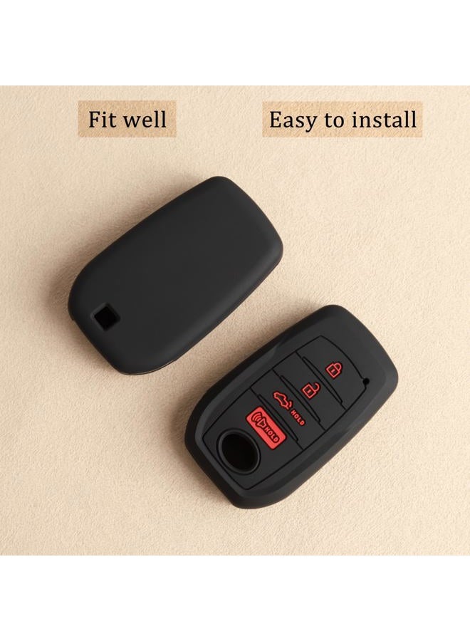 TANDRIVE Key Fob Cover for Toyota 2025 2024 Tacoma and 2025-2022 Tundra, 4-Button, Silicone, 2-Pack, Red Button, Black - Image 4