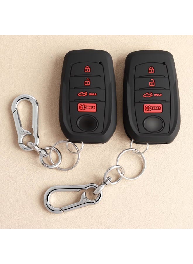 TANDRIVE Key Fob Cover for Toyota 2025 2024 Tacoma and 2025-2022 Tundra, 4-Button, Silicone, 2-Pack, Red Button, Black - Image 1