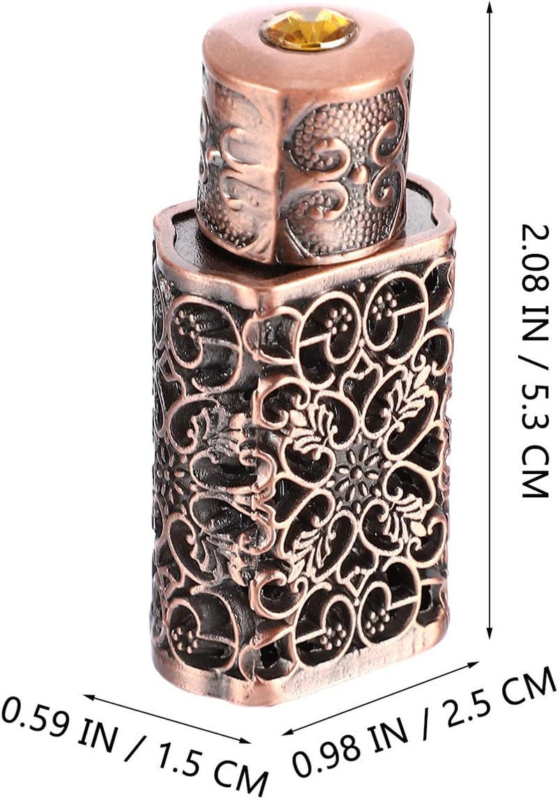 OSALADI Vintage Perfume Bottle 3Ml Hollow Metal Refillable Essential Oil Spray Container Leak-Proof Travel Glass Vial with Decorative Flower Engraving - Image 5