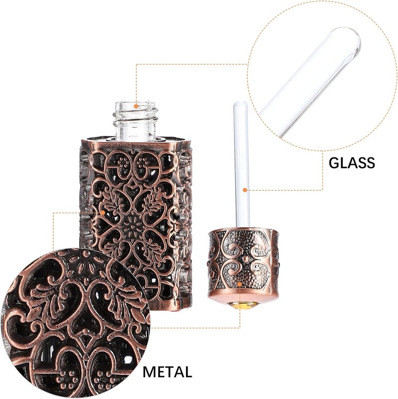 OSALADI Vintage Perfume Bottle 3Ml Hollow Metal Refillable Essential Oil Spray Container Leak-Proof Travel Glass Vial with Decorative Flower Engraving - Image 1