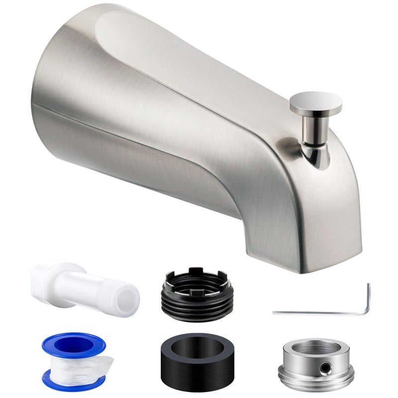 Dreyoo Tub Spout Universal Fits 12 Copper Pipe 12 IPS and 34 IPS Bathroom Bathtub Faucet with Adapters and Hex WrenchBrushed NickelSimple