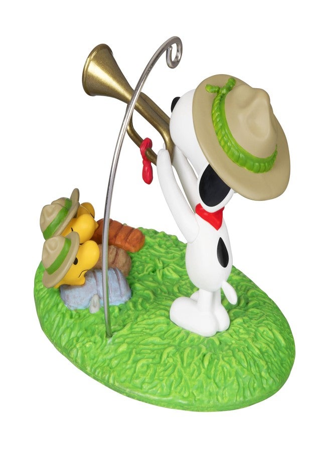 Hallmark Keepsake Peanuts Christmas Ornament (Beagle Scouts 50th Anniversary Rise and Shine!) with Pin - Image 2