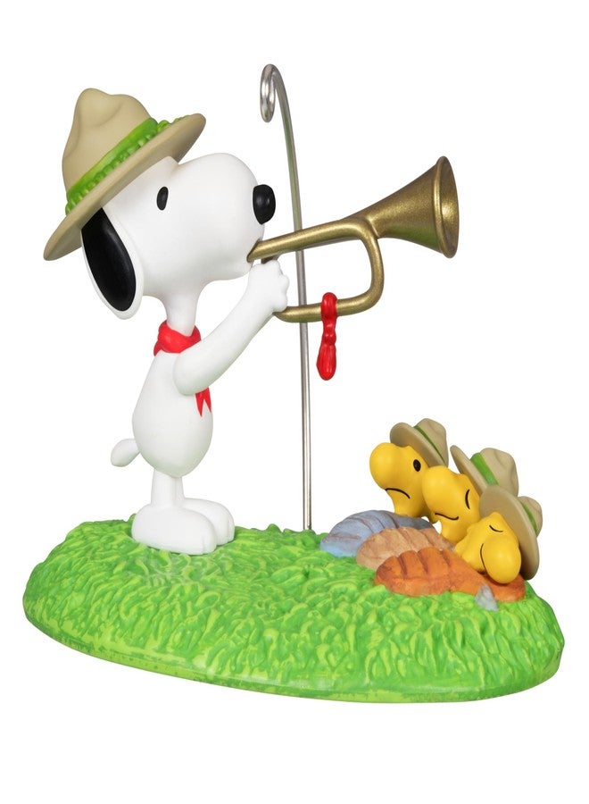 Hallmark Keepsake Peanuts Christmas Ornament (Beagle Scouts 50th Anniversary Rise and Shine!) with Pin - Image 1