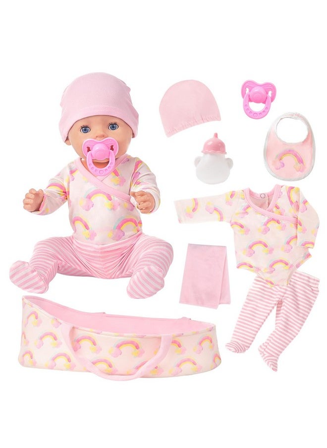 ZITA ELEMENT 8 Pcs Reborn Baby Doll Clothes With Bassinet For 1822 Inch Baby Dollbaby Doll Clothes Outfit Accessories Fit Newborn Baby Doll Girl（No Doll）  - Image 1
