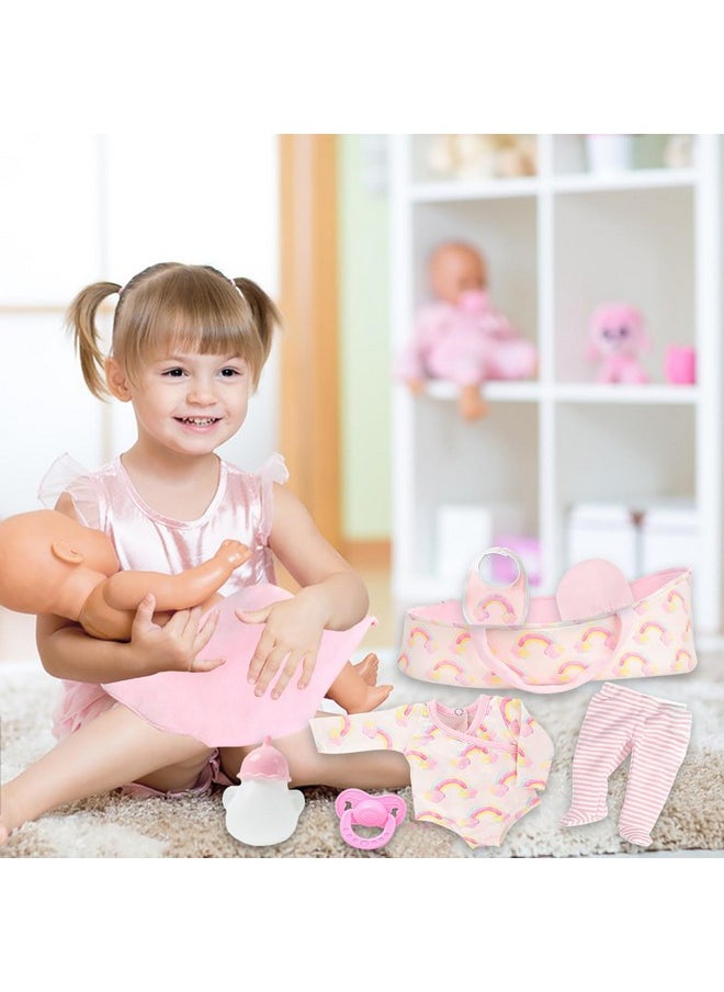 ZITA ELEMENT 8 Pcs Reborn Baby Doll Clothes With Bassinet For 1822 Inch Baby Dollbaby Doll Clothes Outfit Accessories Fit Newborn Baby Doll Girl（No Doll）  - Image 4