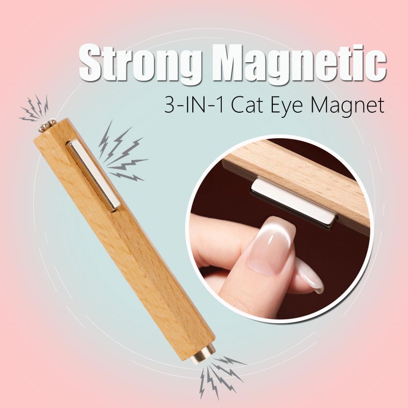 Dr.nail Nail Magnet for Cat Eye Gel Nail Polish, 3 in 1 Wooden Handle Cat Eye Magnet Y-Shaped Double Head Magnetic Nail Tools 2 Heart & 2 French Cateye Magnet for Nails Art DIY Home - Image 2