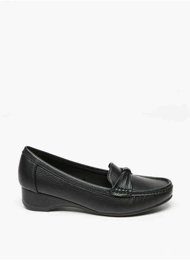 Flora Bella By Shoexpress - Women's Bow Accent Slip-On Loafers With Wedge Heels - Image 1