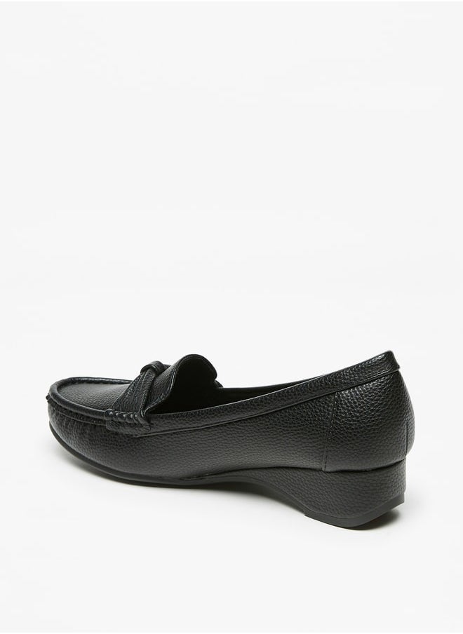 Flora Bella By Shoexpress - Women's Bow Accent Slip-On Loafers With Wedge Heels - Image 1