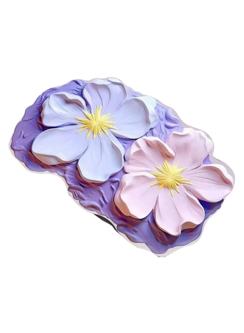 40x60cm3D Visual Flower Floor Mat Technology Velvet Bathroom Water-Absorbing Quick-Drying Mat Household Bathroom Special-Shaped Decorative Foot Mat ( Flower-7) - Image 1