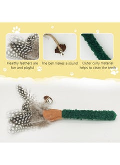 Andiker 3Pcs Cat Chew Sticks, Catnip Chew Toys with Feather Funny Cat Feather Toys Silvervine Matatabi Sticks for Cats Teeth Cleaning Chewing Relax (Yellow+Green+Grey) - pzsku/Z769CB3D1BE85AFB421B5Z/45/_/1737031309/188646e3-c193-46a4-94a2-91a49865f49d