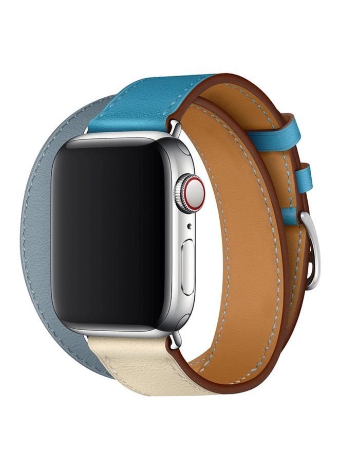 NIBEMINENT - Double Loop Replacement Band For Apple Watch Series 1/2/3 42mm Blue/White - Image 1