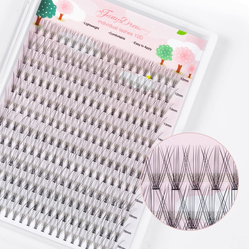 FinyDreamy 10D Lash Clusters 240pcs Individual Lash Extensions Natural Cluster Lashes 1216mm Mix Lengths C Curl 007mm Thickness eyelash Individual Cluster Lashes Apply Under your Lashes10D1216mm - Image 3