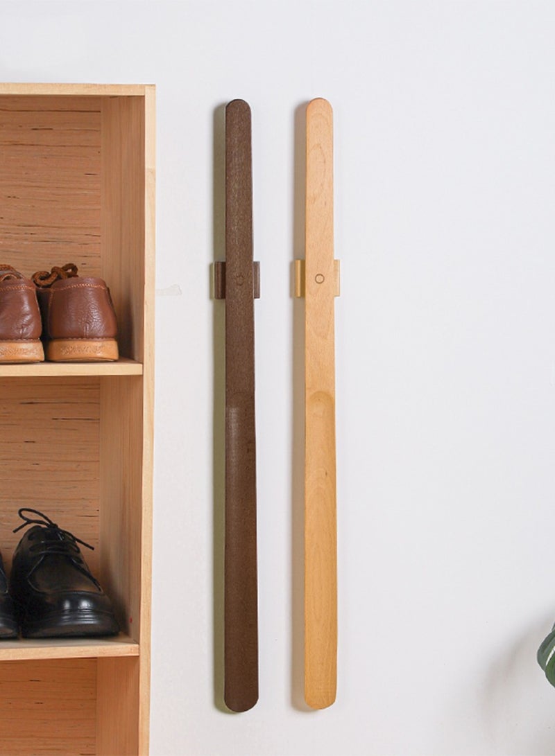 55cm beechwood long-handled shoehorn with a magnetic base. It is convenient to put on shoes and is suitable for the elderly, pregnant women, men and women. - Image 1