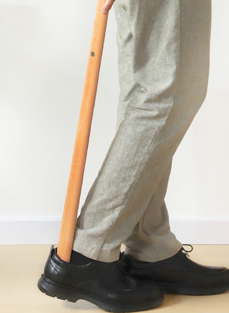 55cm beechwood long-handled shoehorn with a magnetic base. It is convenient to put on shoes and is suitable for the elderly, pregnant women, men and women. - Image 5