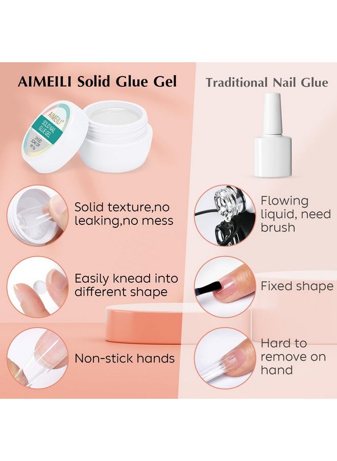 AIMEILI 2Pcs Solid Nail Gel Glue For Soft Gel Nail Tips Acrylic Nail Tips Hema Free Solid Builder Nail Gel For Nail Strengthen Nail Art  - Image 3