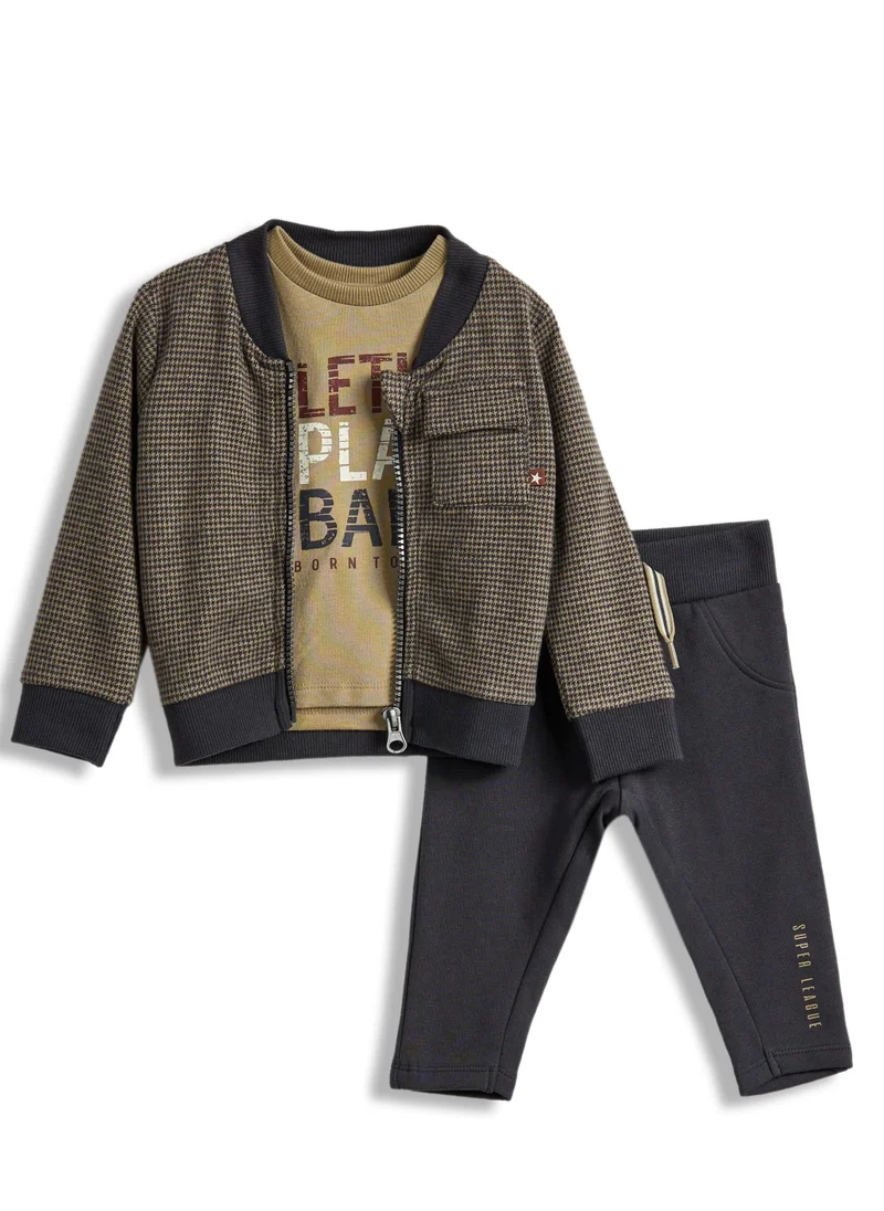 Dirkje Dirkje 3 piece Set - Chequered Jacket with T-Shirt and Pants