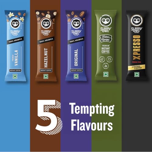 Sleepy Owl Frother & Coffee Kit | Elegant Black Frother with Stainless Steel Whisk | Assorted Instant Coffee Sachets | 5 Flavours | Ideal for Diwali & Festive Gifting - Image 4