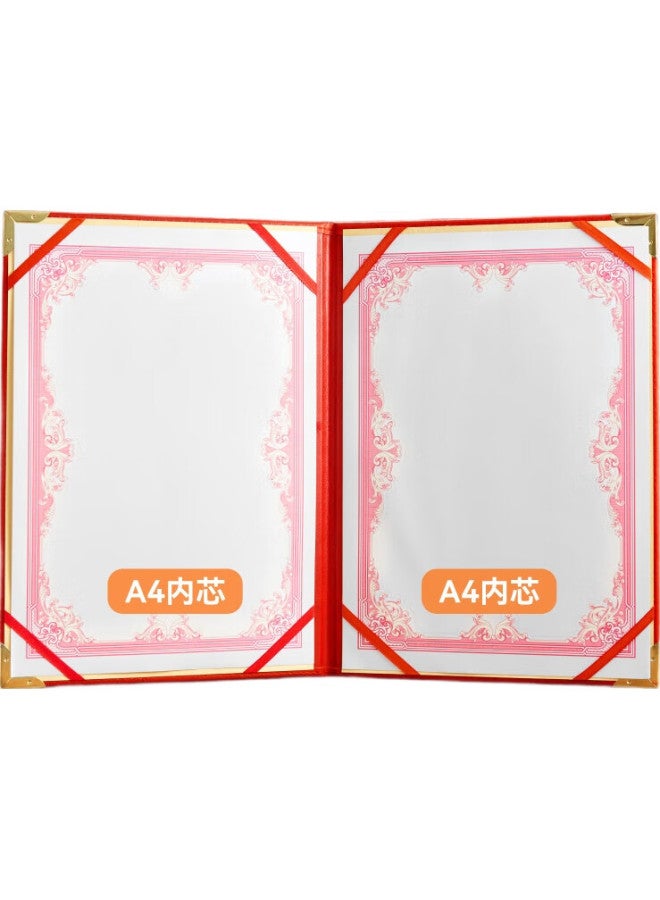 Dsb (Dishibi) A4 Leather Corner-Style Contract Signing Book, Recitation Folder, Red Signing Ceremony Book, Contract Agreement, Business Cooperation [With 2 Inner Pages] 50868 - Image 2