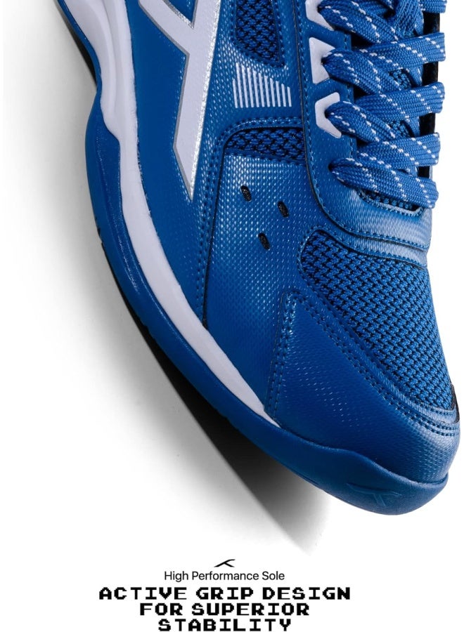 HUNDRED Raze Badminton Shoes (Non Marking) | Lightweight & Durable | X-Cushion, Active Grip Sole, Toe Assist (Blue/White, 11UK) - Image 5