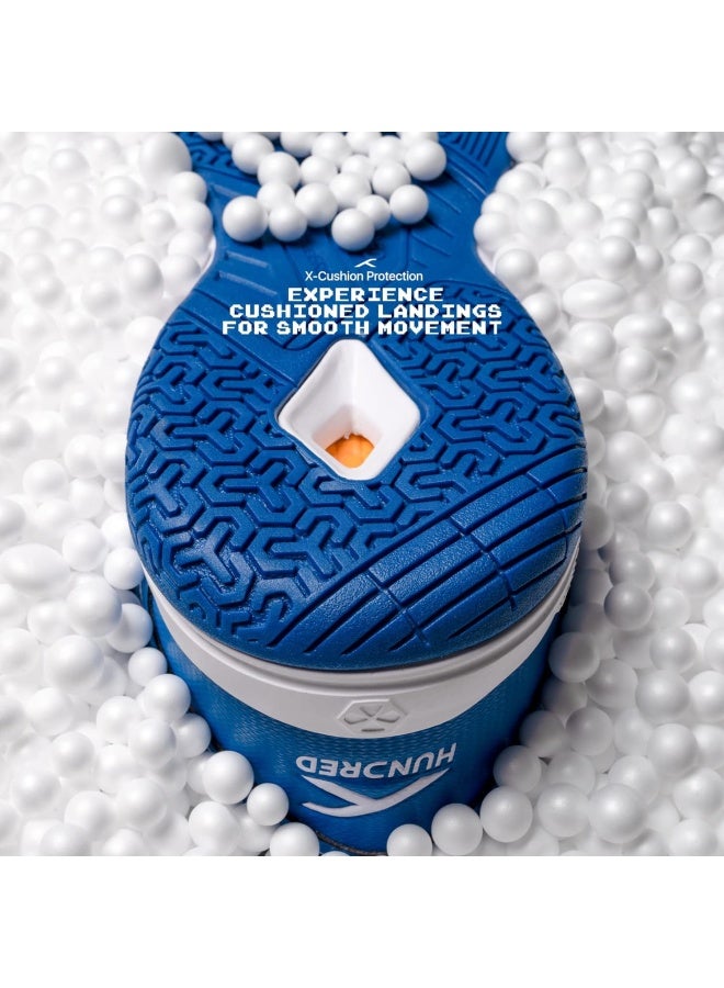 HUNDRED Raze Badminton Shoes (Non Marking) | Lightweight & Durable | X-Cushion, Active Grip Sole, Toe Assist (Blue/White, 11UK) - Image 4