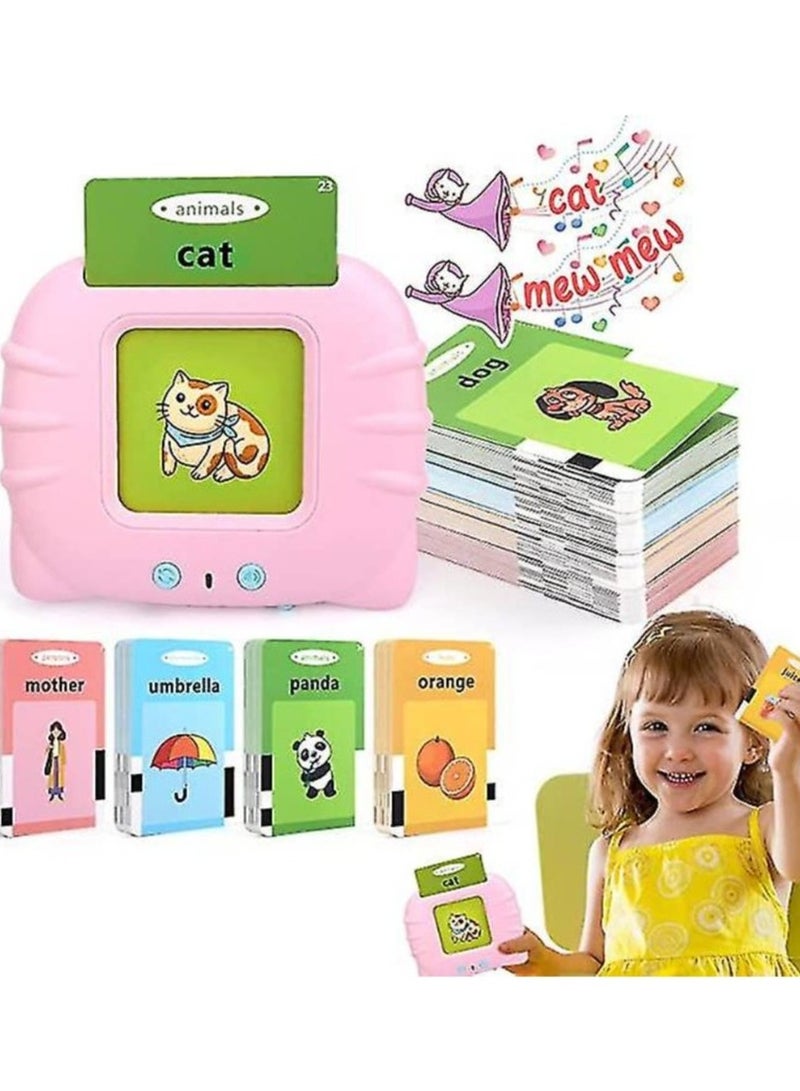 2Pcs Educational Toy For Kids Listen and Learn Literacy Audible Flash Cards For Toddlers 1 2 3 4 5 6 Years Old Boys Girls Flashcards Device With 112 pcs Double Sided Cards 224 Words Pink Reader  - Image 4