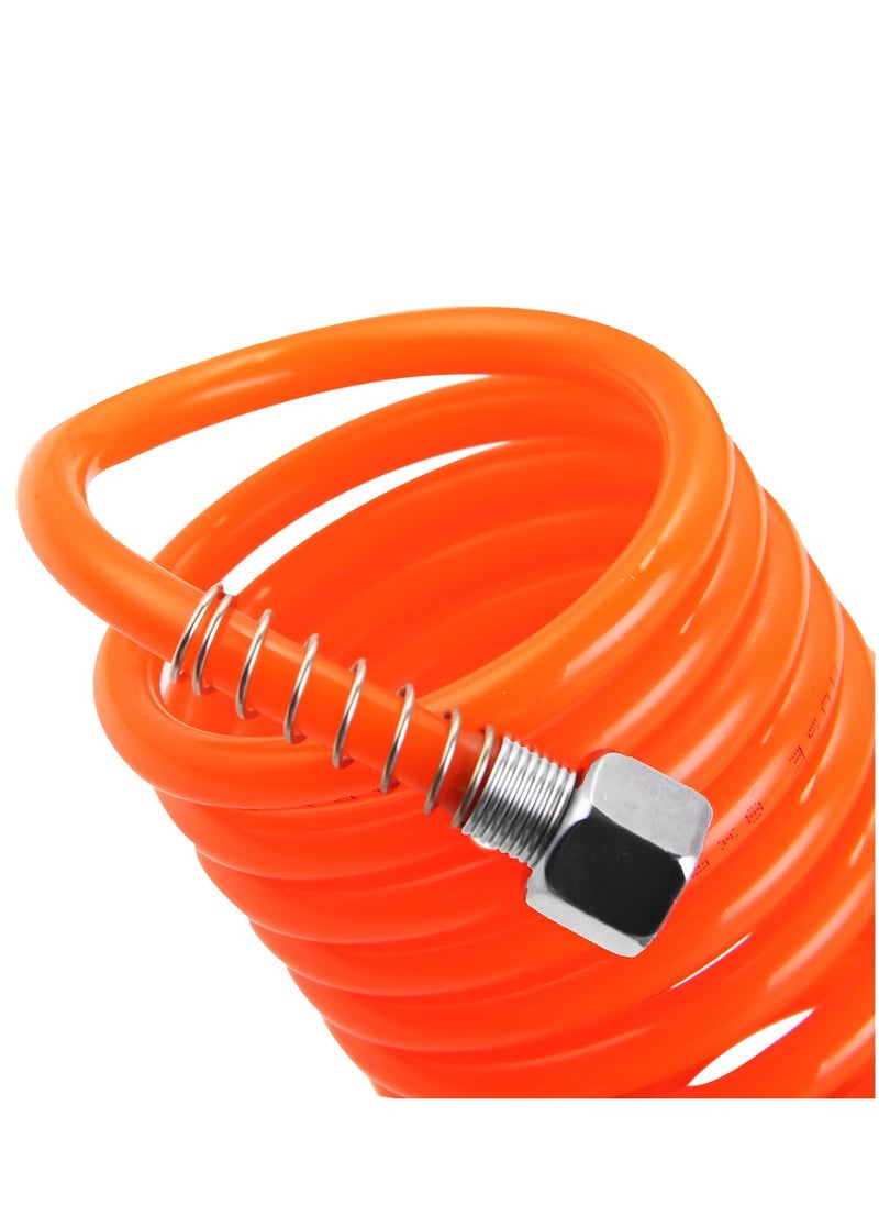 KSEIBI - Polyurethane Recoil Air Hose, By 10m Long, Industrial Quick Coupler and Plug. Pneumatic Tools Such as Air Drills, Automotive Maintenance, Inflating Tires, For Blowing Dust, Spray Painting - Orange. - Image 1
