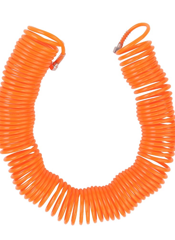KSEIBI - Polyurethane Recoil Air Hose, By 10m Long, Industrial Quick Coupler and Plug. Pneumatic Tools Such as Air Drills, Automotive Maintenance, Inflating Tires, For Blowing Dust, Spray Painting - Orange. - Image 1