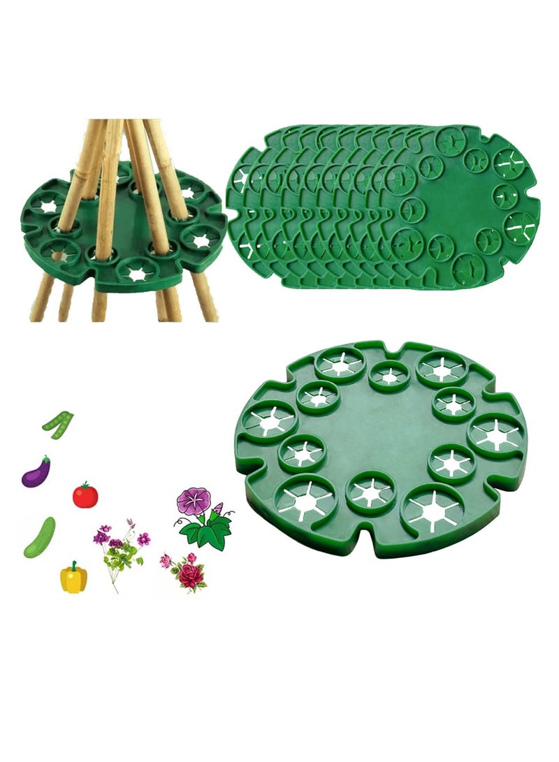 Luckam Bamboo Cane Holders 10 Pack Garden Plant Holder Connectors Bamboo Cane Holder with 12 Holes Plastic Plant Support Protection Tray Support Caps for Climbing Plants Peas Tomatoes Cucumbers - Image 1