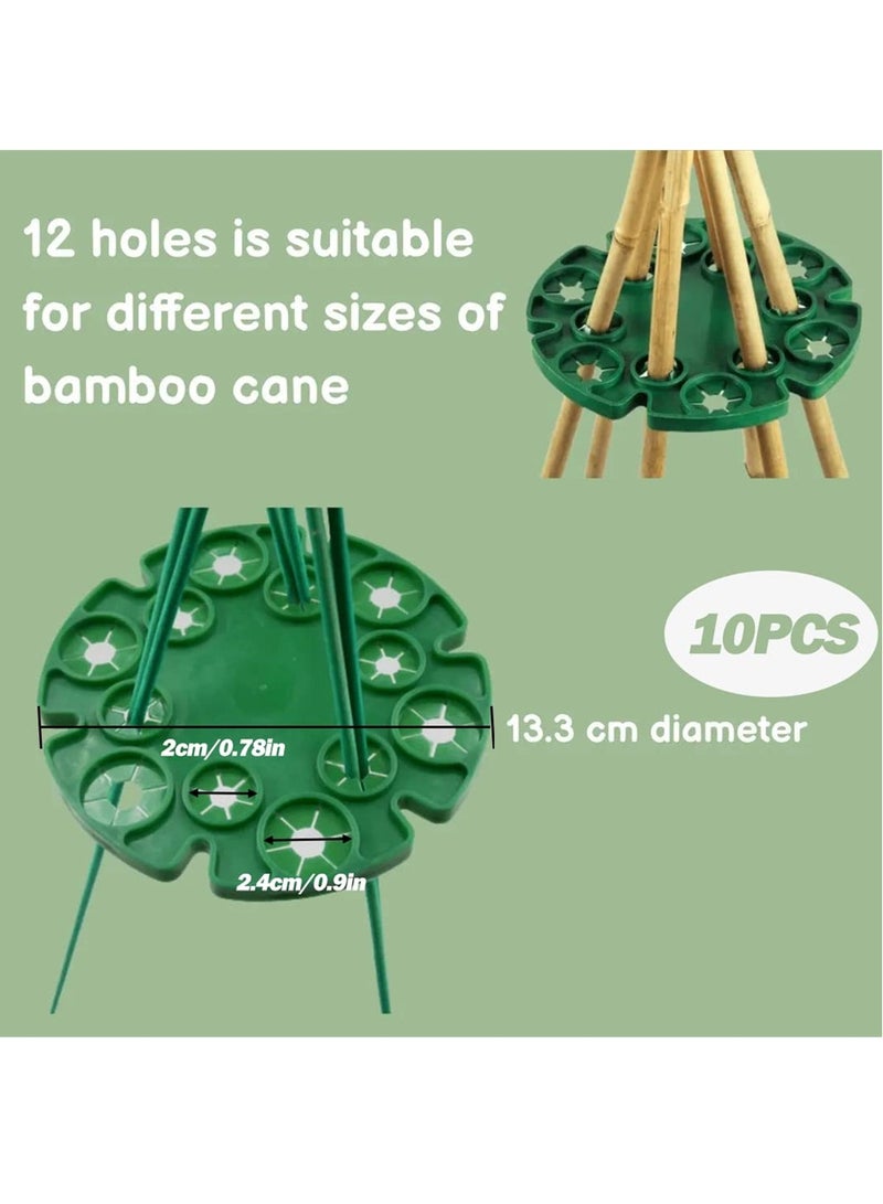 Luckam Bamboo Cane Holders 10 Pack Garden Plant Holder Connectors Bamboo Cane Holder with 12 Holes Plastic Plant Support Protection Tray Support Caps for Climbing Plants Peas Tomatoes Cucumbers - Image 5