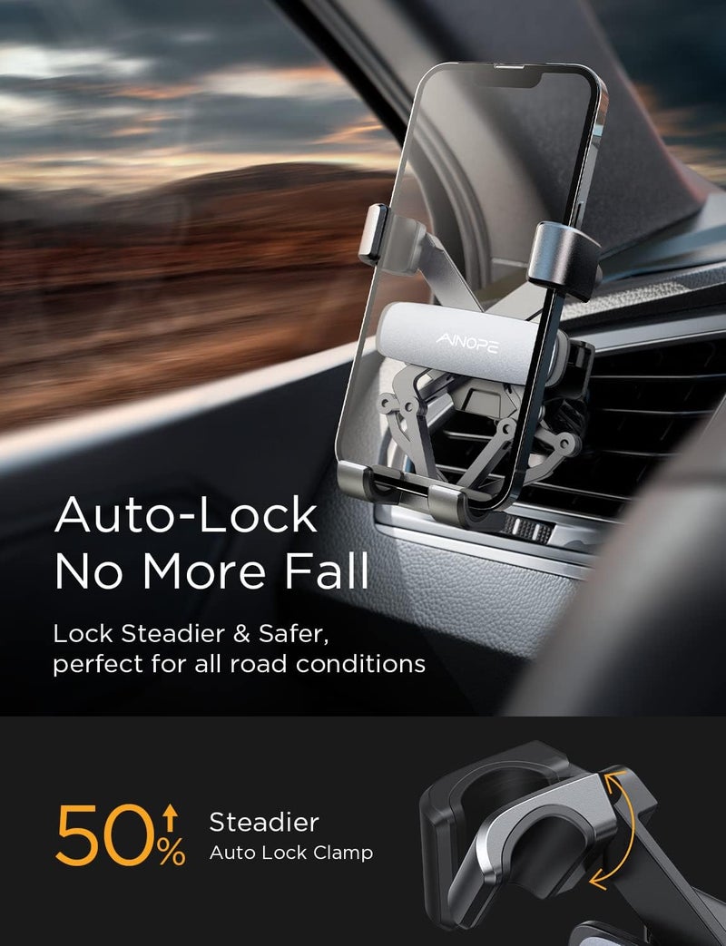 Ainope Car Phone Holder Mount Vent 2025 Gravity Air Vent Phone Holders for Your Car for iPhone 16 Pro Max with Vent Clip Hand Free Cell Phone Car Mount Holder for iPhone 15 Plus Samsung Silver - Image 4